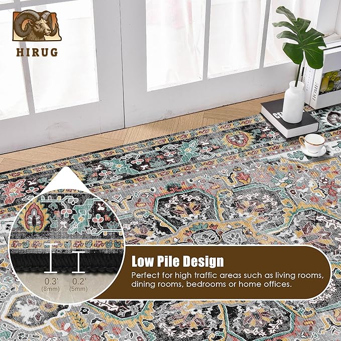 Washable Area Rug 6' x 9' Vintage Traditional Persian Mat - Image 5