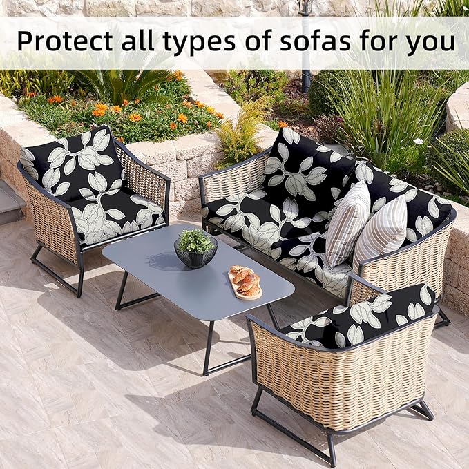 8Pcs Stretch Patio Cushion Covers, Outdoor Couch Covers Replacement, Outdoor - Image 4
