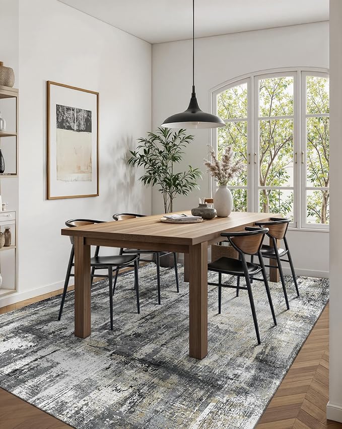 Latte&Fog 5x7 Area Rugs for Living Room Bedroom, Boho Non Slip Low Pile Carpet - Image 4