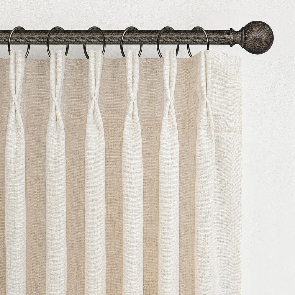 Pinch Pleated Linen Curtains 96 Inches Long for Living Room Bedroom, Light Fi...