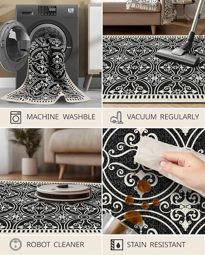 Latte&Fog 5x7 Area Rugs for Living Room Bedroom, Vintage Washable Rug, Boho Non - Image 8