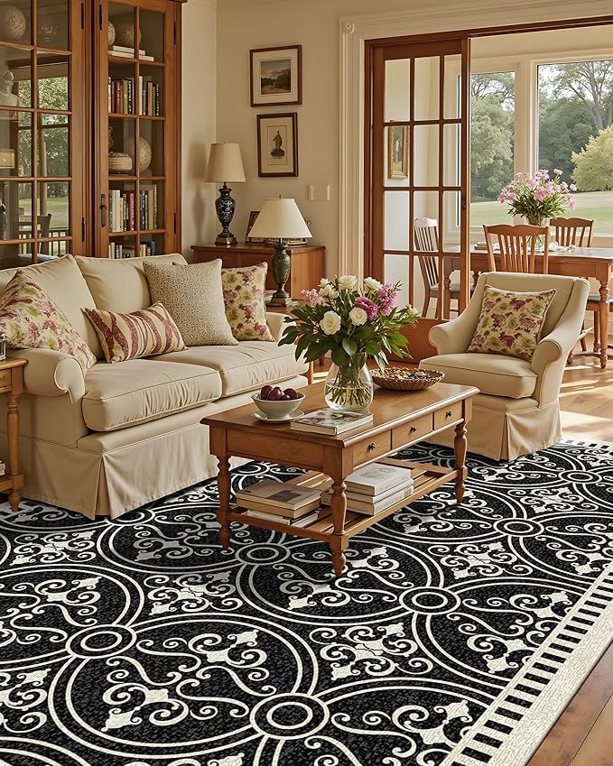 Latte&Fog 8x10 Area Rugs for Living Room, Large Vintage Washable Rug, Boho Non - Image 2