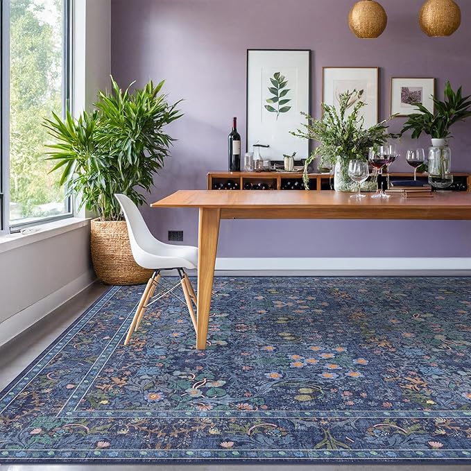 Hazo Haus Boho 8x12 Washable Dark Blue Rug - Image 3