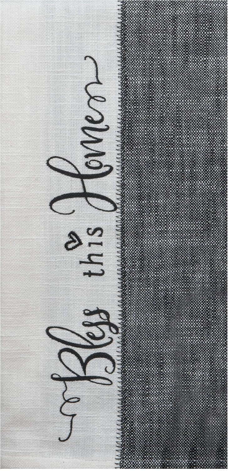 4 Piece Black and White Farmhouse Country Kitchen Linen Set - 2 Towels, Oven Mitt and Pocket Pot Holder