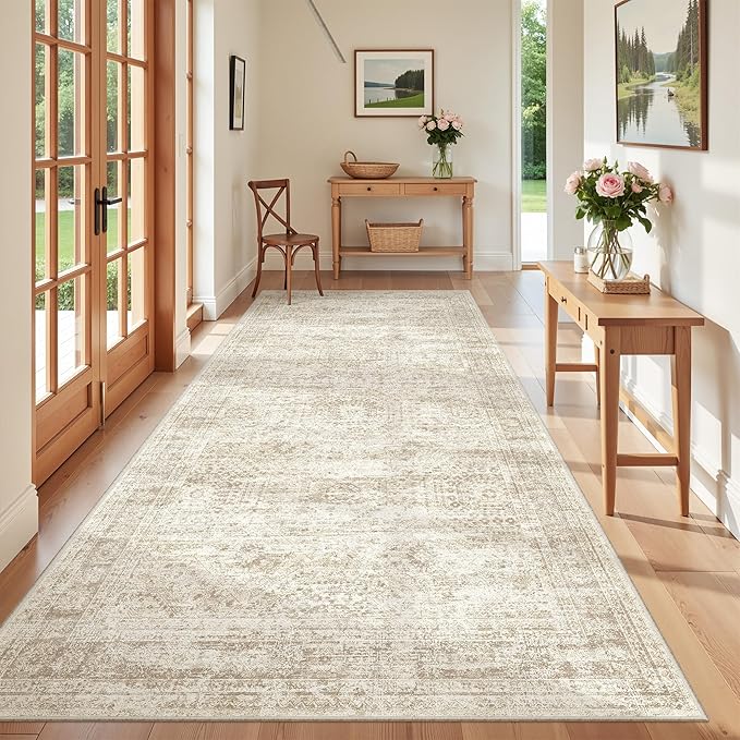 4x8 Rug for Bedroom, Wide Runner Rug for Hallway, Non Slip Washable Runner Rug by Restydon