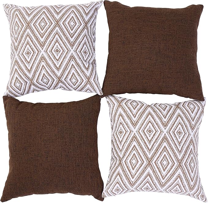 HPUK Decorative Throw Pillow Covers Set of 4 Geometric Design Linen Cushion - Image 2