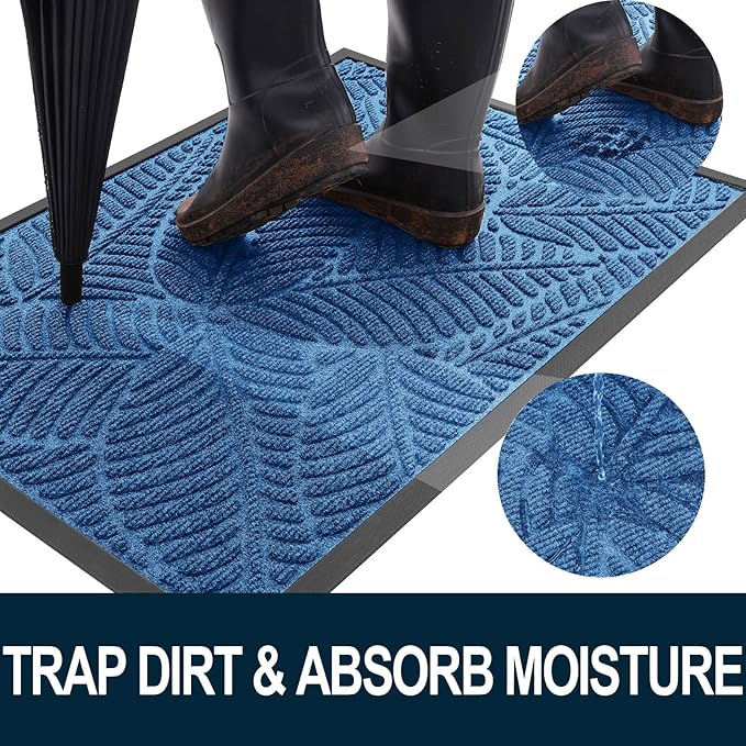 Colorxy Waterproof Doormat, Sturdy Natural Rubber Front Door Mats, Non Slip Low - Image 2