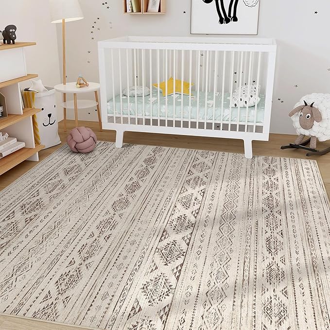 Nakagishi 9x12 Area Rugs Living Room: Washable Boho Large Neutral Soft - Image 7