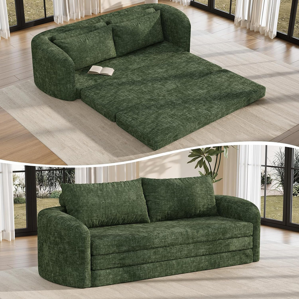 Vesgantti 86.6" Convertible Futon Sofa Bed, 2 in 1 Folding Couch, Green