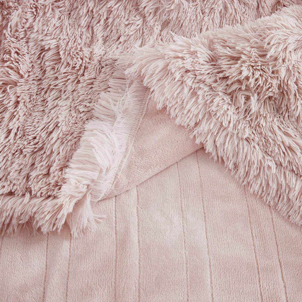 Serta Heated Electric Throw - Shaggy Faux Fur, 5 Heat & Washable