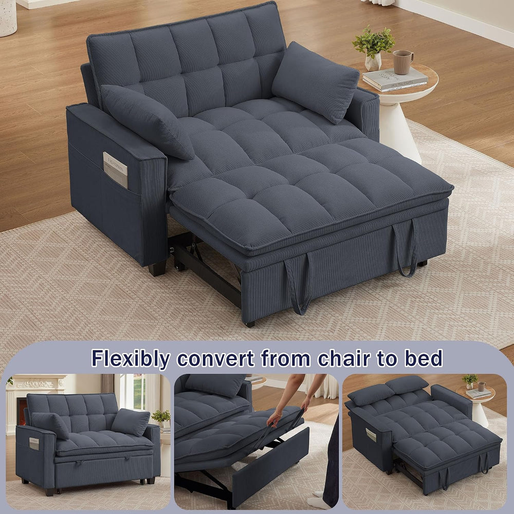 Sleeper Sofa with Pull Out Couch Bed, 48.43" Convertible Pull-Out Sofa B...
