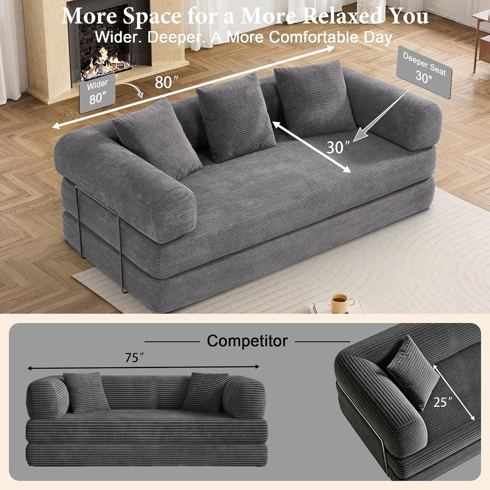 DAMAIFROM Convertible Sleeper Sofa Bed Floor Boneless Couch, Grey