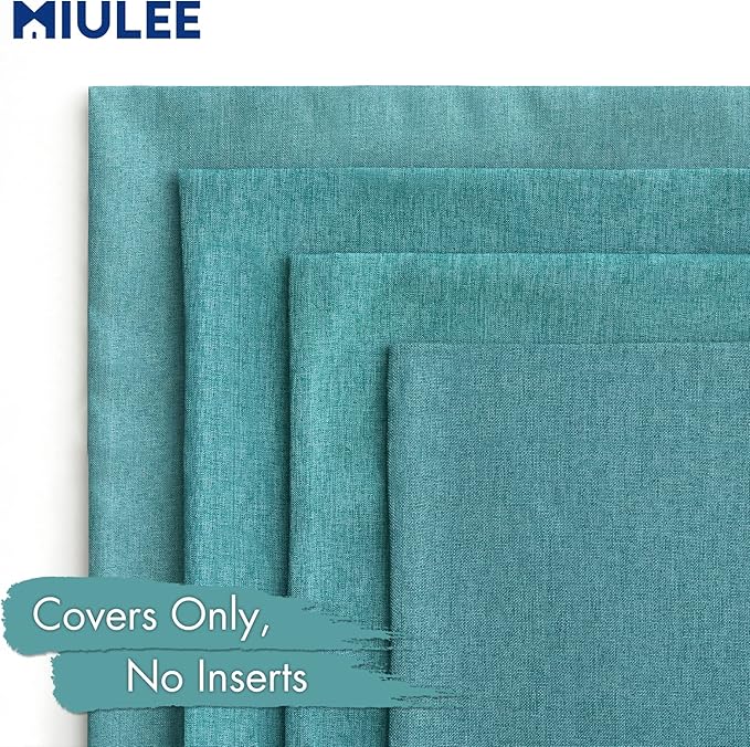 MIULEE Pack of 4 Decorative Outdoor Throw Pillow Covers Linen Waterproof Pillow - Image 5