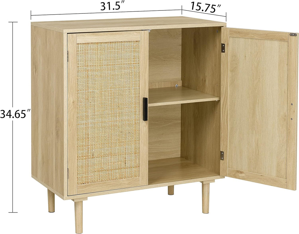Finnhomy Sideboard Buffet Cabinet, Kitchen Storage Sideboard with Rattan Deco...