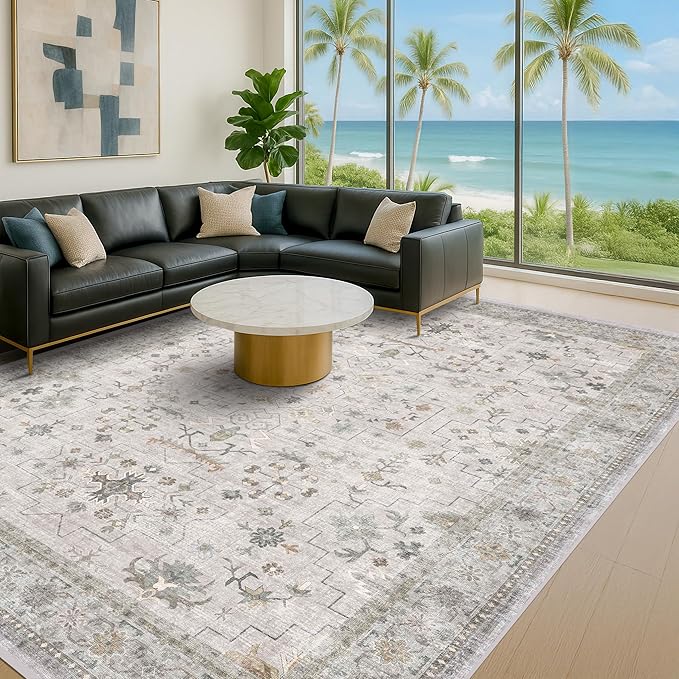 Hazo Haus Boho Light Grey Living Room Rug 10x12 - Image 6