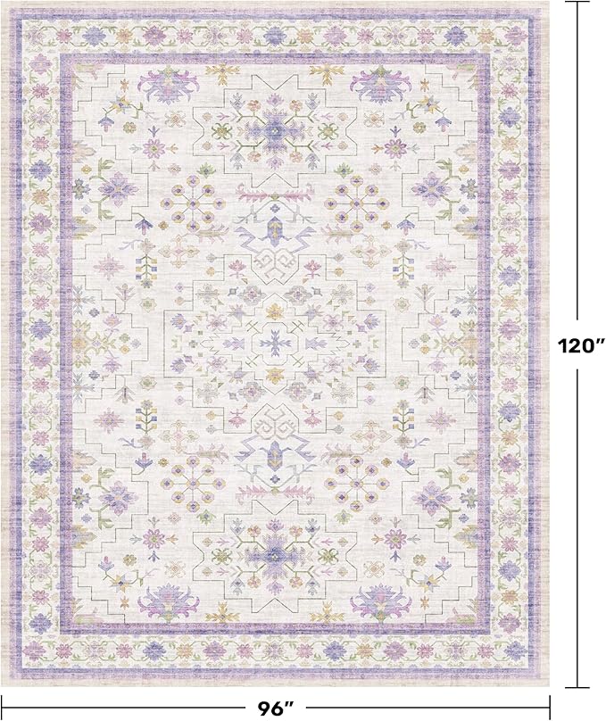 8x10 Large Lavender Rug for Bedroom, Floral Area Rug for Living Room, Dinning - Image 2