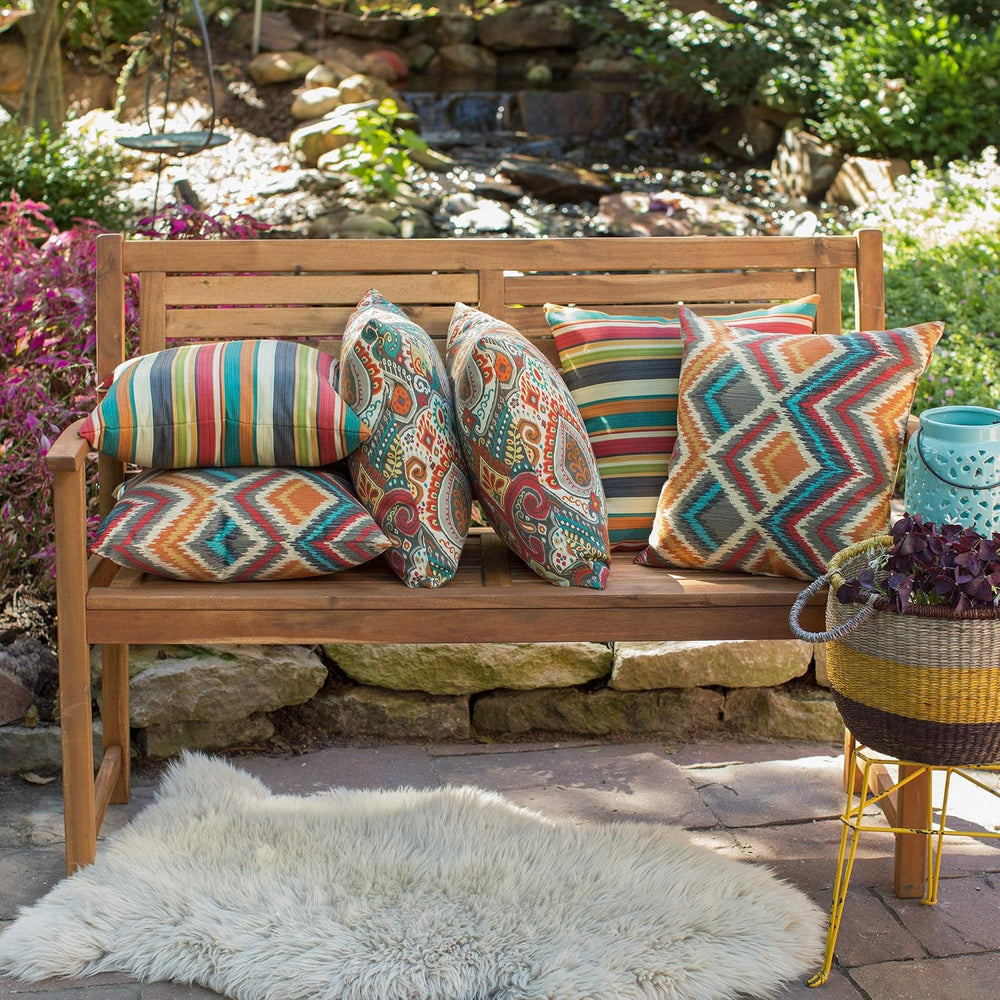 Greendale Home Fashions Outdoor 17-inch Square Decorative Throw Pillow, 2-Pac...