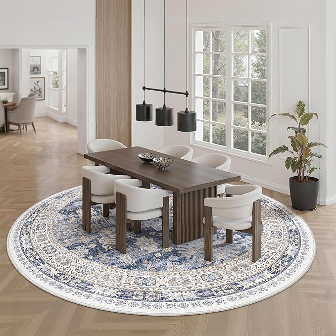 zesthome 9ft Round Rugs for Living Room, Non-Slip Washable Round Area Rugs - Image 9
