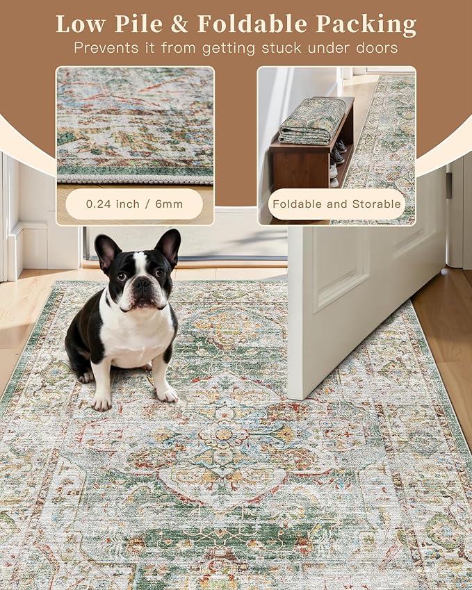 Madane Runner Rug 2x8, Washable Hallway Runner Rugs, Non-Slip Low-Pile Soft - Image 6