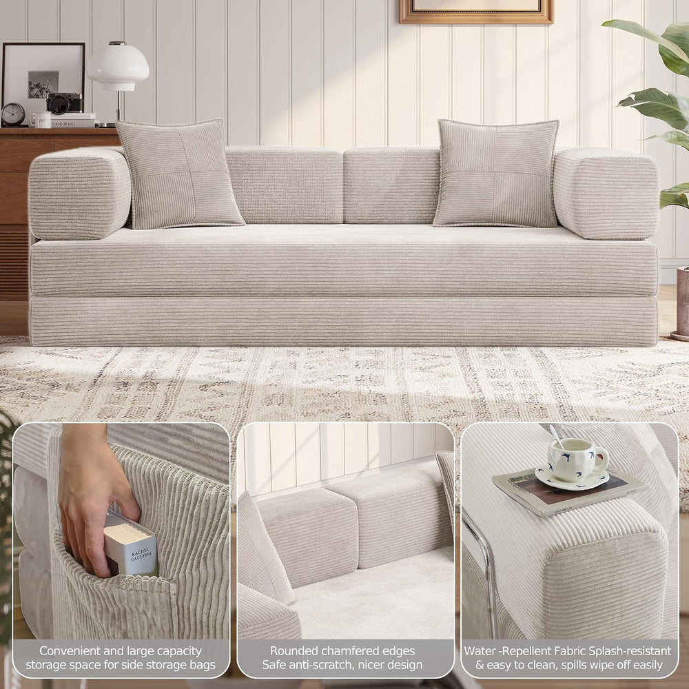 MoonSpeak 78.8'' Futon Sofa Bed, Boneless Couches for Living Room