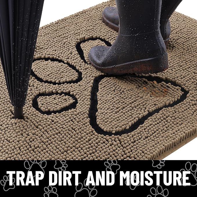 Smiry Dog Door Mat for Muddy Paws, Absorbent Dirt Trapper Non Slip Quick Dry