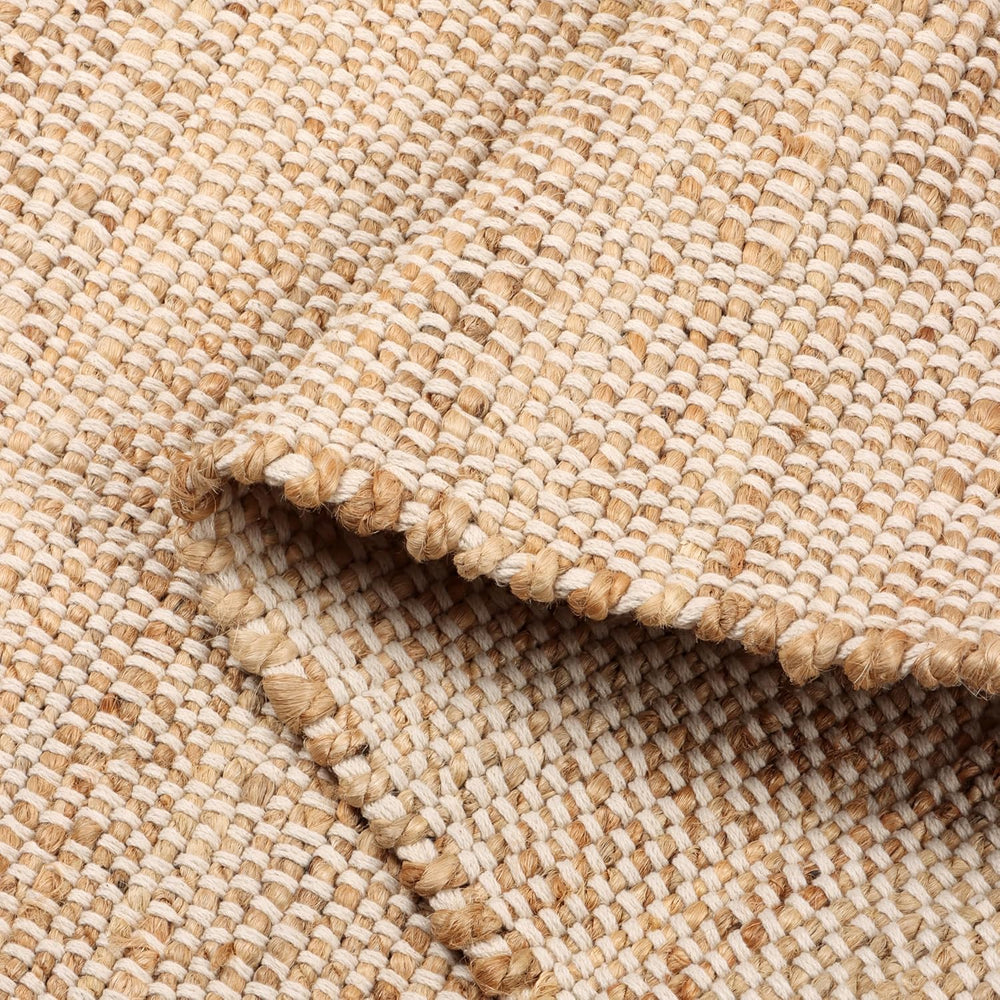Delara Handwoven Jute and Cotton Area Rug - Natural Rug, Farmhouse Accent Rug...