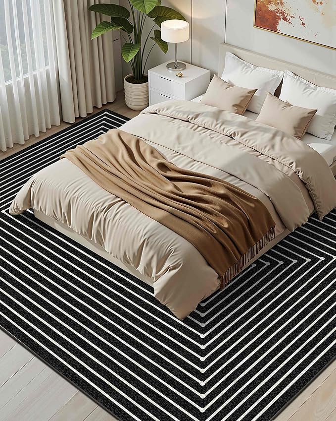 Latte&Fog 9x12 Area Rug for Living Room, Extra Large Black Modern Abstract - Image 2