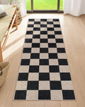 Lahome Colette Checkered Easy Jute Runner Rug, 2x6 Kitchen Runner Rug Non Slip by Lahome