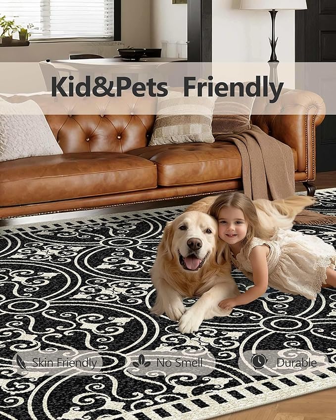 Latte&Fog 5x7 Area Rugs for Living Room Bedroom, Vintage Washable Rug, Boho Non - Image 9