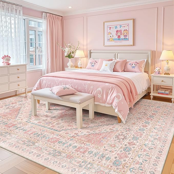 zesthome 10x12 Area Rugs for Girls Bedroom, Low Pile Machine Washable Rugs - Image 9
