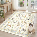 Cat 3x5 Area Rugs for Entryway, Machine Washable Animal Floral Accent Rug by Soalmost