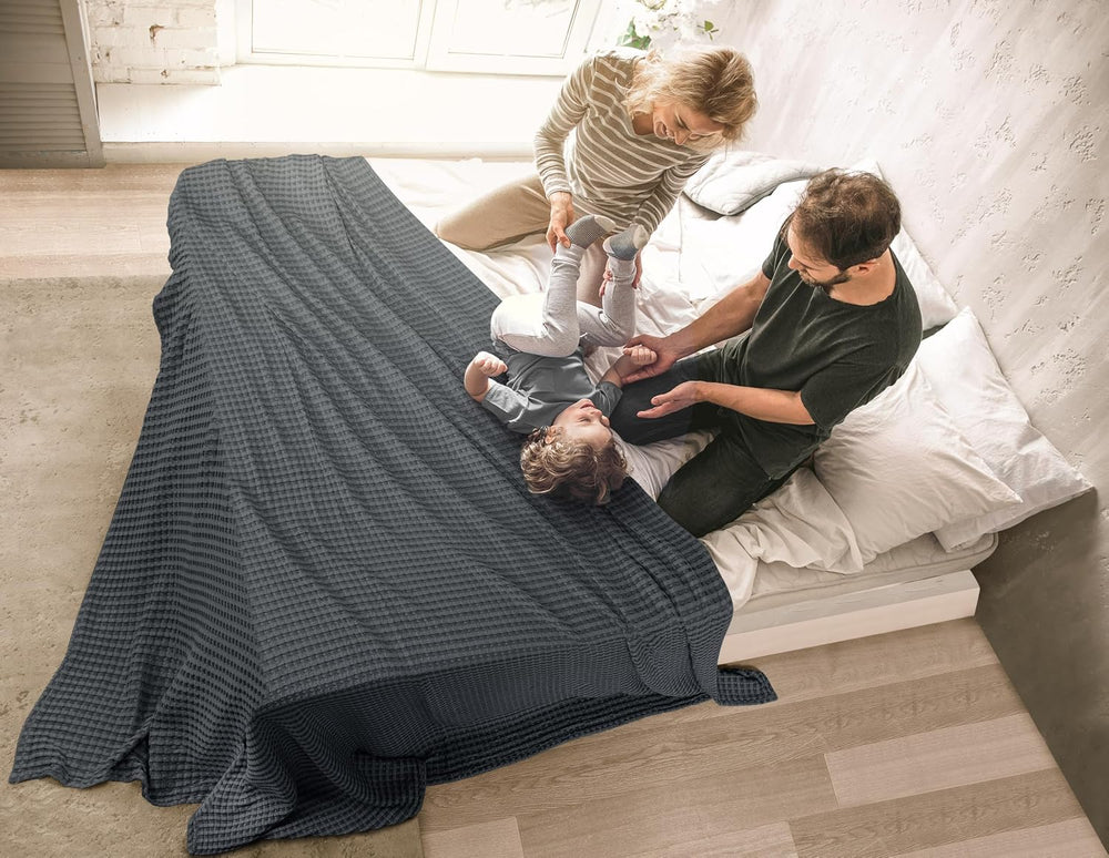 Utopia Bedding 100% Cotton Waffle Blanket Queen Size Charcoal, 90x90 Inch