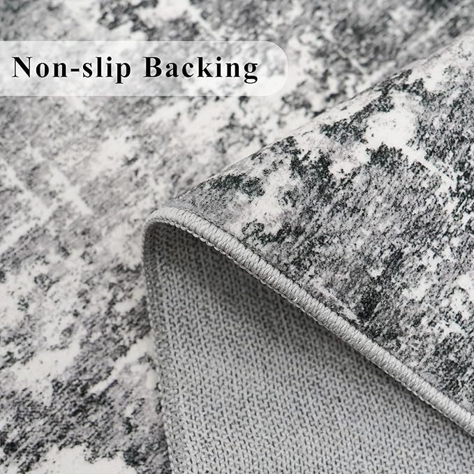 2x8 Washable Hallway Runner Rug: Abstract Stain Resistant Kitchen Rugs - Image 3