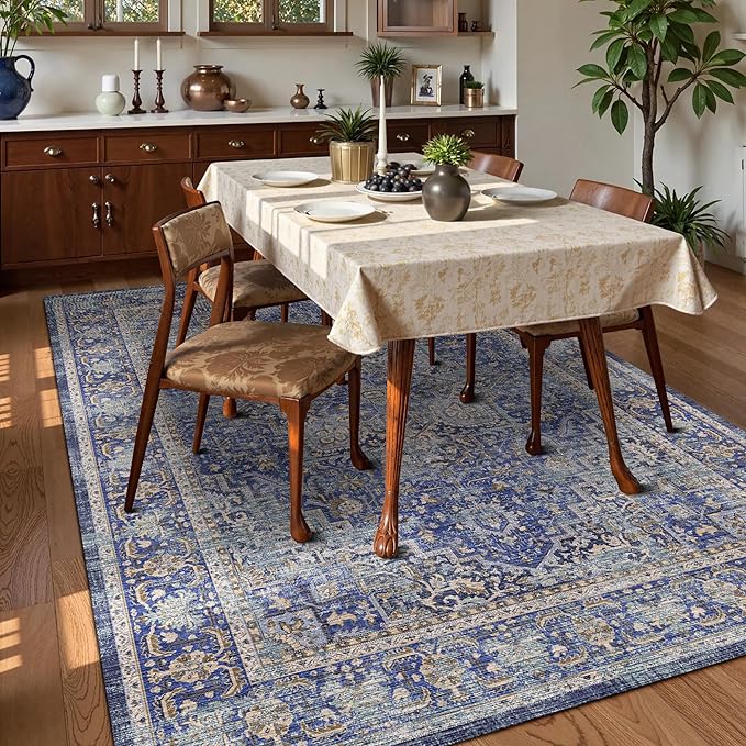 Washable Area Rug 4' x 6' Vintage Traditional Persian Mat - Image 3
