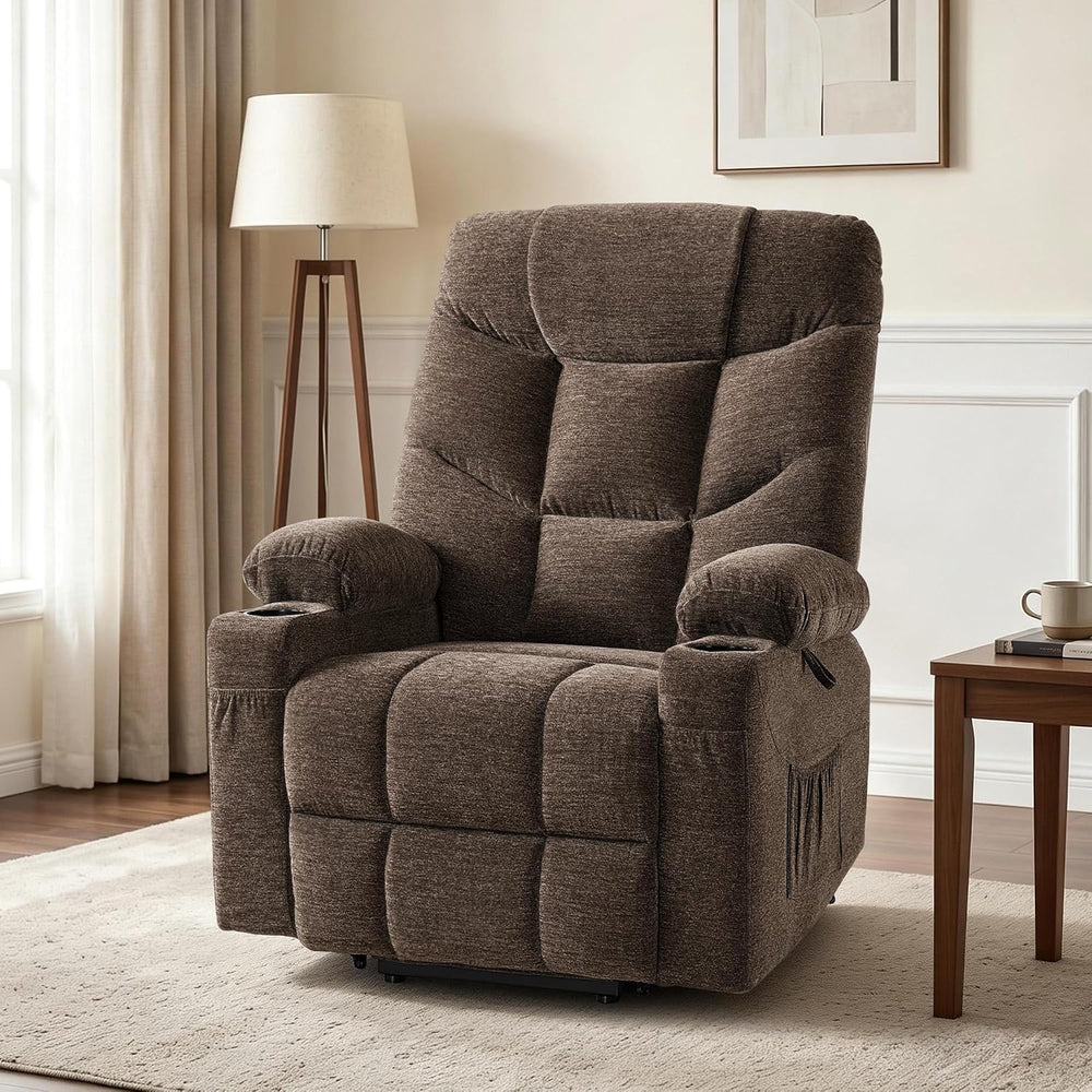 MCombo Power Lift Recliner Chair for Elderly, Fabric 7283 (Brown, Large) | Ex...