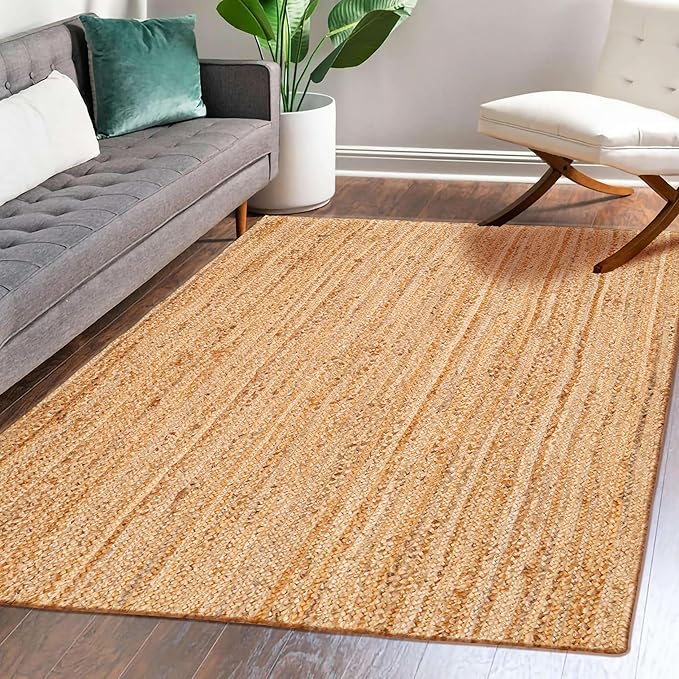 Hausattire Hand Woven Jute Braided Rug, Reversible Boho Entry Area Rugs by Hausattire