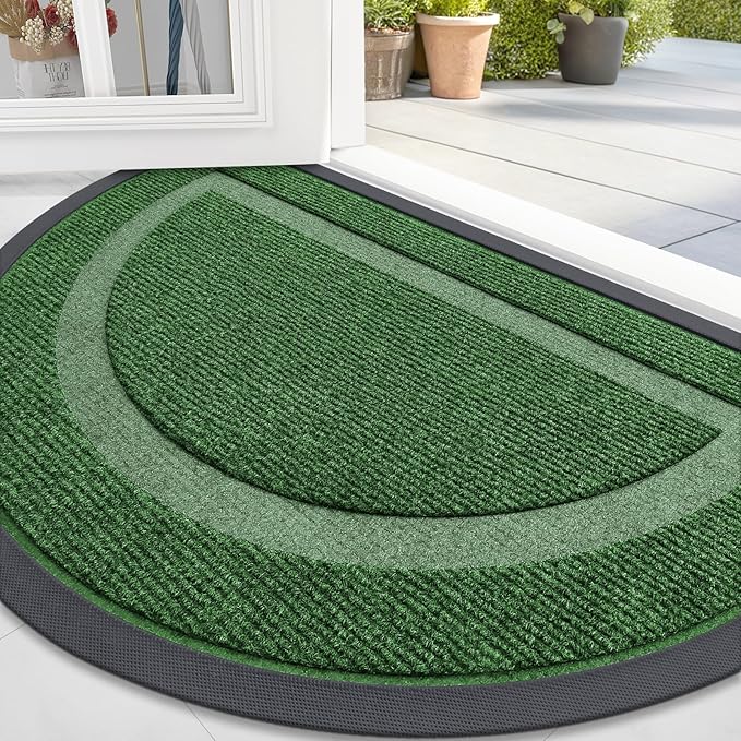 OLANLY Half Circle Door Mat Indoor Outdoor Entrance Welcome, Waterproof by OLANLY