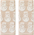 SKL Home Christmas/Winter Snowman Hand Towel Set-2pc, Jacquard, Tan | 100% Cotton. Soft, absorbent & reversible. Great for use in the bathroom, kitchen, or bar & gifting.