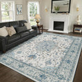 RELEANY Area Rugs 8'x10' Washable Non-Slip, Floral Vintage Distress Print by RELEANY