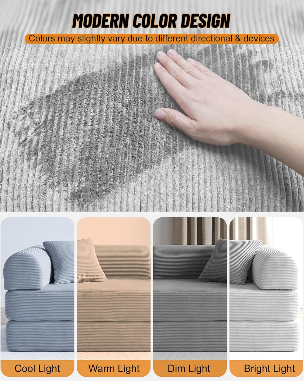 79" Convertible Futon Sofa Bed,6-in-1 Boneless Couches for Living Room