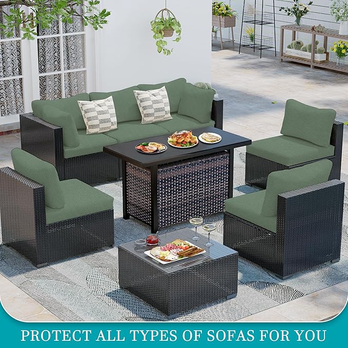 14Pcs Stretch Patio Cushion Covers, Outdoor Couch Covers Replacement, Outdoor - Image 4