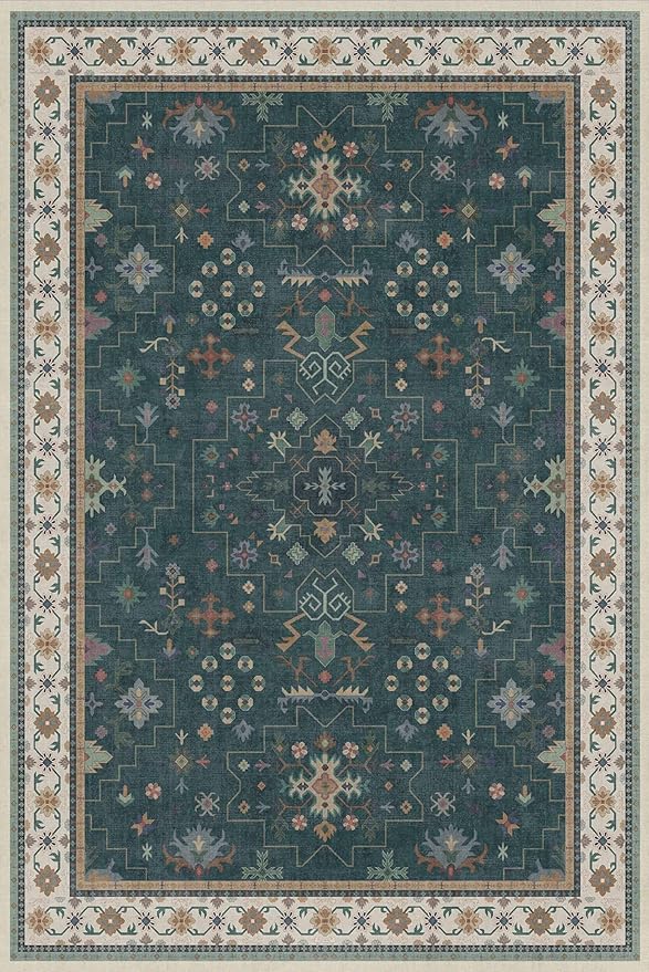 Hazo Haus Vintage Dark Green 6x9 Dining Room Rugs - Image 2