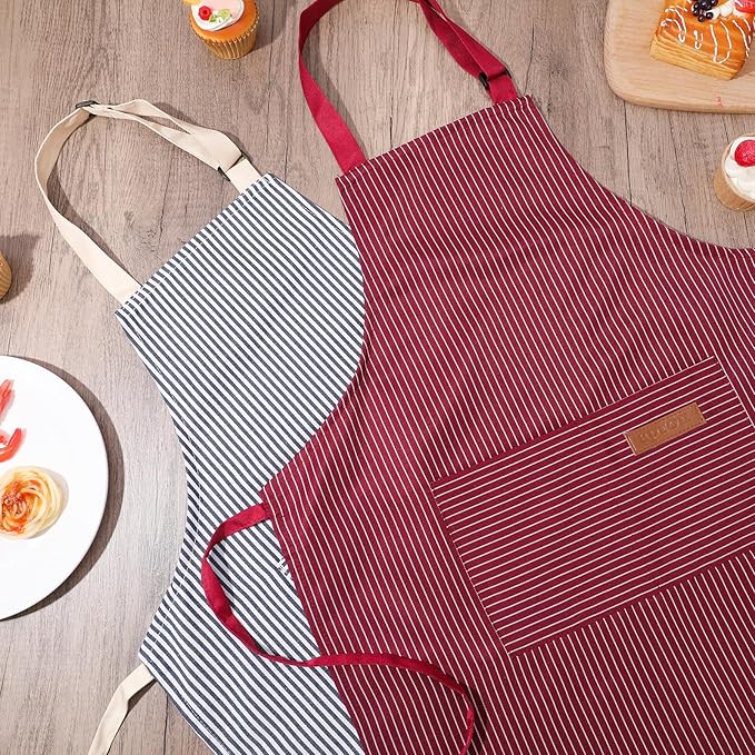 2 Pack Stripes Kids Apron, Kids Cooking Aprons - Image 8