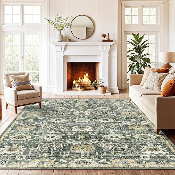 AMADA HOMEFURNISHING 5x7 Area Rugs, Washable Living Room Rug Low-Profile by AMADAHOMEFURNISHING