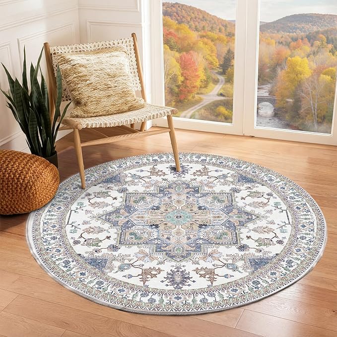 OPPODREAM Soft Round Rug 3ft, Washable Circle Rug 3ft by OPPODREAM