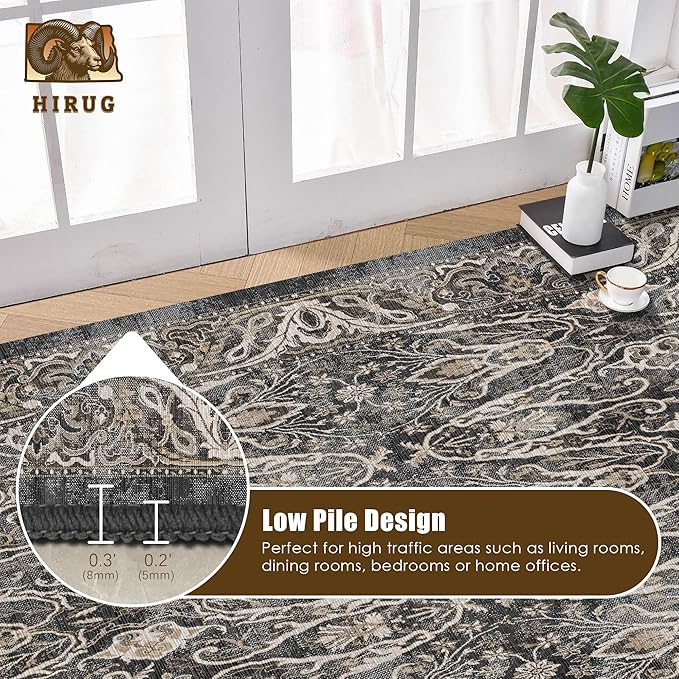 Washable Area Rug 6' x 9' Vintage Traditional Persian Mat - Image 5