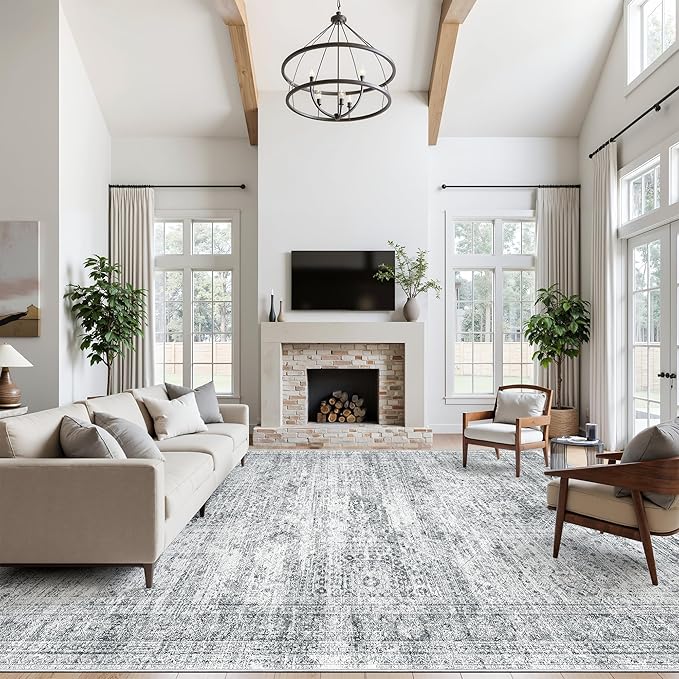 10x14 Area Rugs for Living Room, Non Slip Machine Washable Vintage Rugs - Image 4