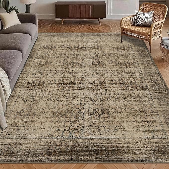 Washable Area Rug 3' x 5 ' Vintage Traditional Persian Mat by Unknown