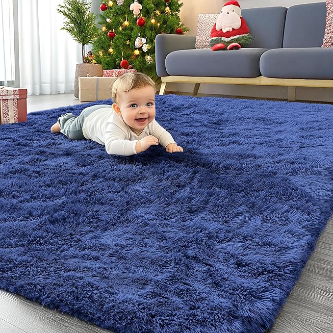 OLANLY Area Rugs for Living Room Bedroom, Machine Washable 4x5.9 ft Soft Fluffy by OLANLY