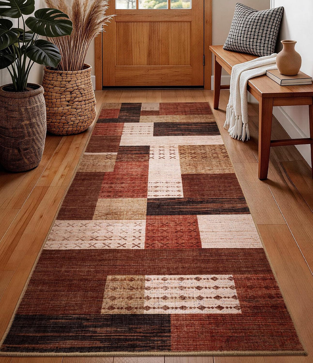 YIHOUSE 2x6 Kitchen Runner Rug Non Slip Washable, Geometric Patchwork Rug Run...